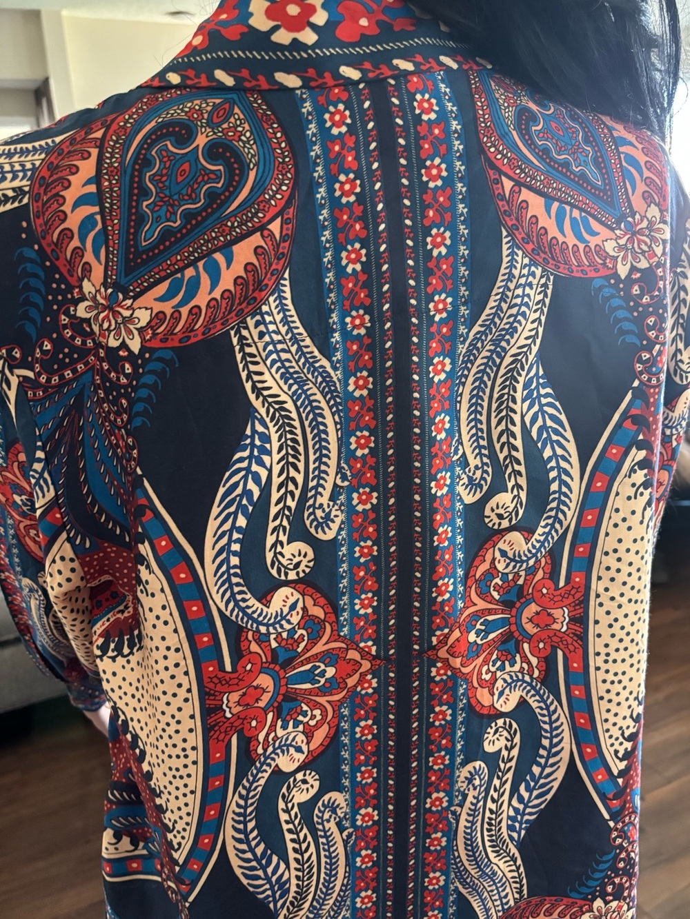 FARM Rio Navy, Red & Cream Paisley Button-Down Shirt - Picture 2 of 7